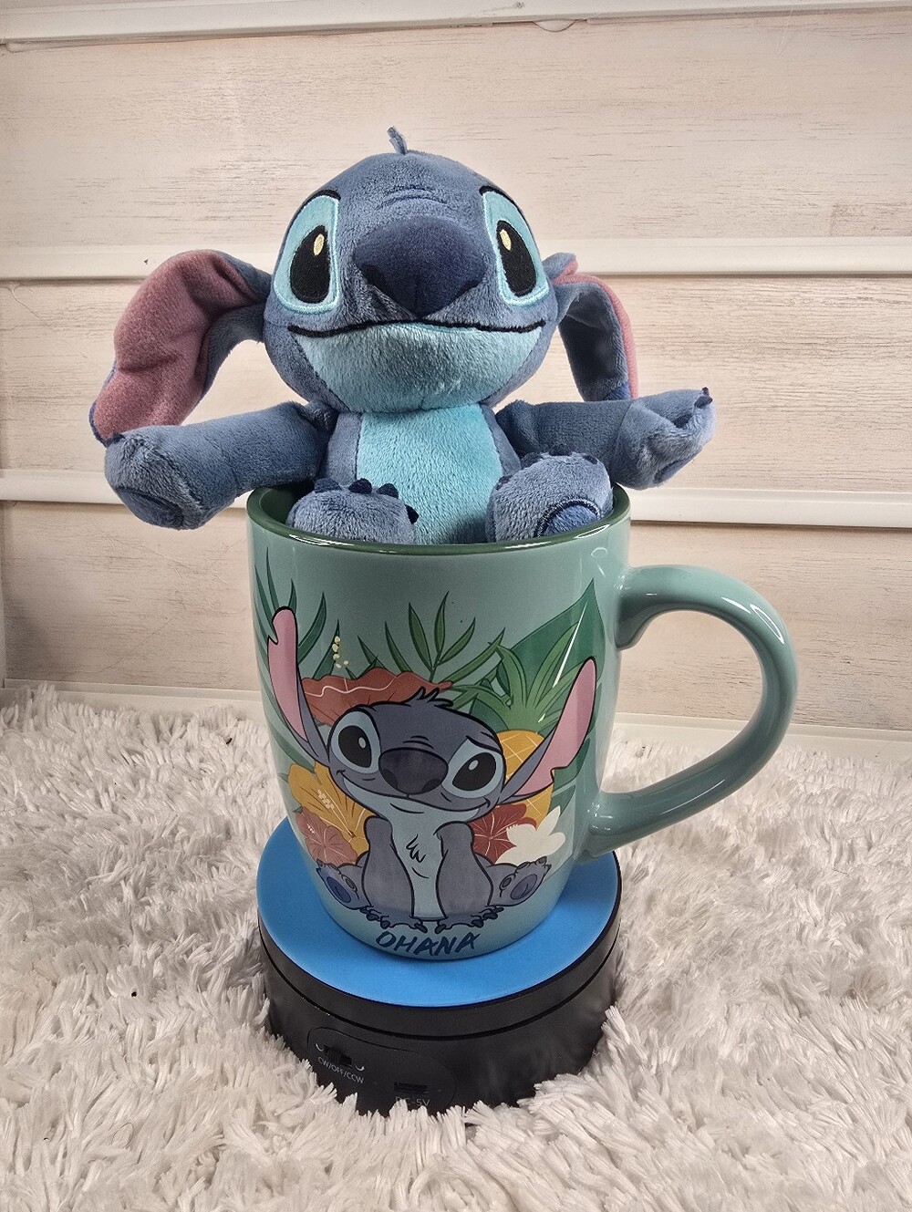 Disney Stitch Plush in Blue with Matching Ohana Mug